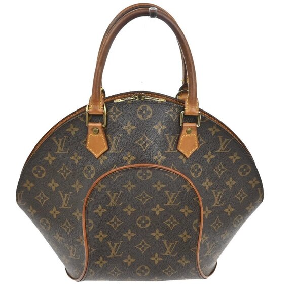 LOUIS VUITTON LV Logos Ellipse MM Hand Bag Monogram Leather Brown M51126 70TA322
